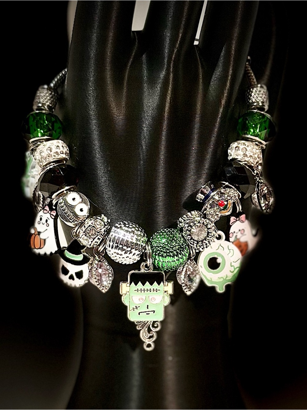 Frankenstein Halloween Green Charm Bracelet - Women Jewelry
